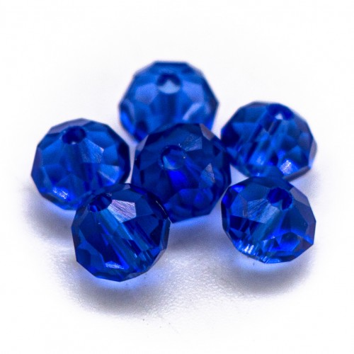 Бусины рондели 4*3мм, синий прозрачный